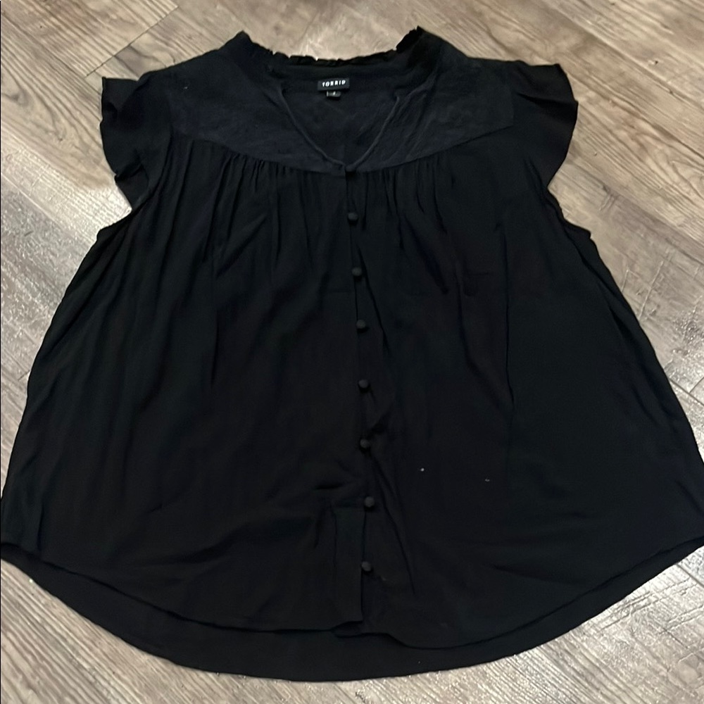 Torrid Black Flutter Sleeve Blouse